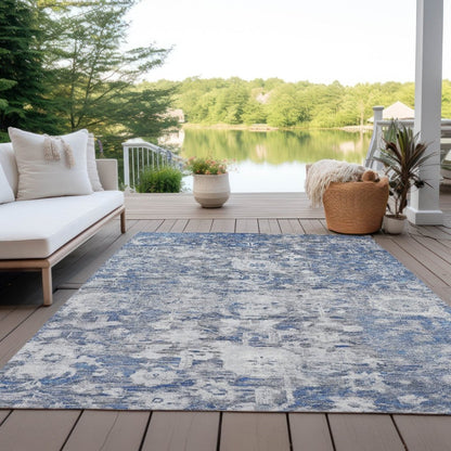 LOOMLAN Rugs Dorana Blue Washable Indoor-Outdoor Rug