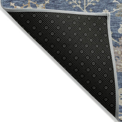LOOMLAN Rugs Doris Blue Washable Indoor-Outdoor Rug