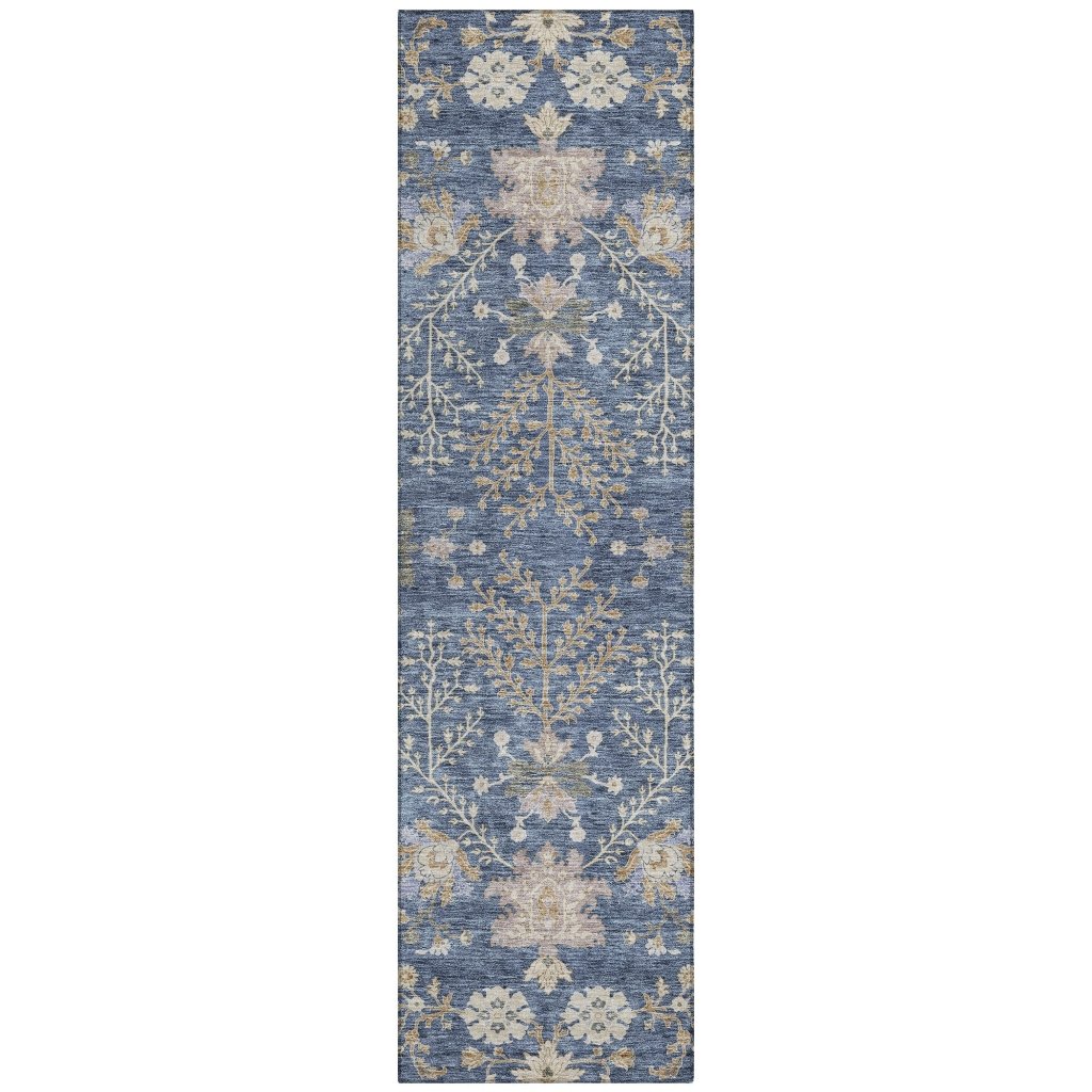 LOOMLAN Rugs Doris Blue Washable Indoor-Outdoor Rug