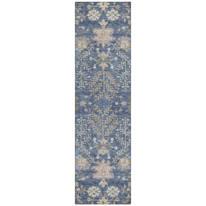 LOOMLAN Rugs Doris Blue Washable Indoor-Outdoor Rug