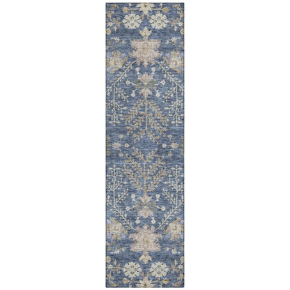 LOOMLAN Rugs Doris Blue Washable Indoor-Outdoor Rug