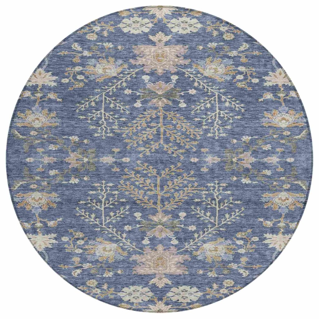LOOMLAN Rugs Doris Blue Washable Indoor-Outdoor Rug