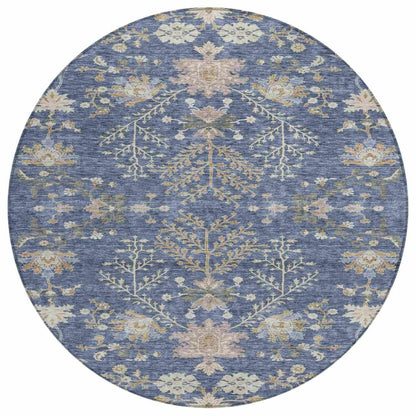 LOOMLAN Rugs Doris Blue Washable Indoor-Outdoor Rug