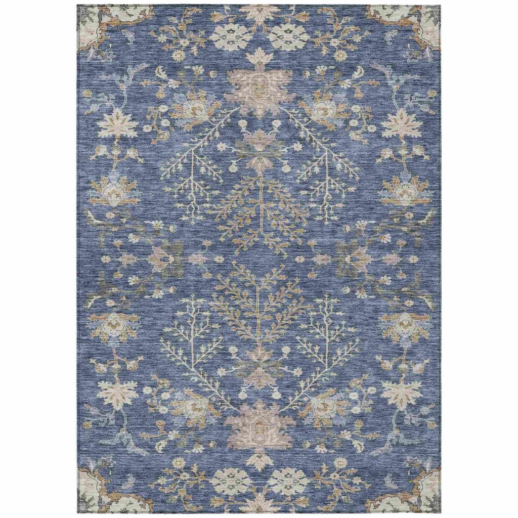 LOOMLAN Rugs Doris Blue Washable Indoor-Outdoor Rug