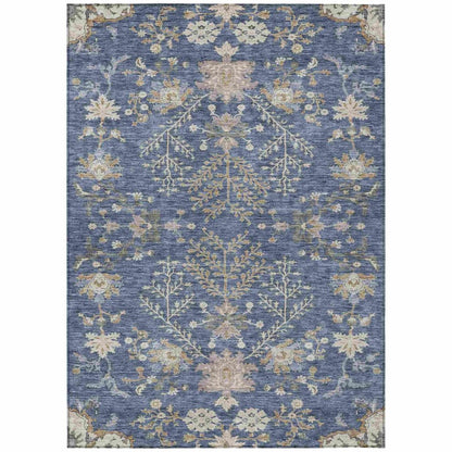 LOOMLAN Rugs Doris Blue Washable Indoor-Outdoor Rug