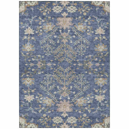 LOOMLAN Rugs Doris Blue Washable Indoor-Outdoor Rug