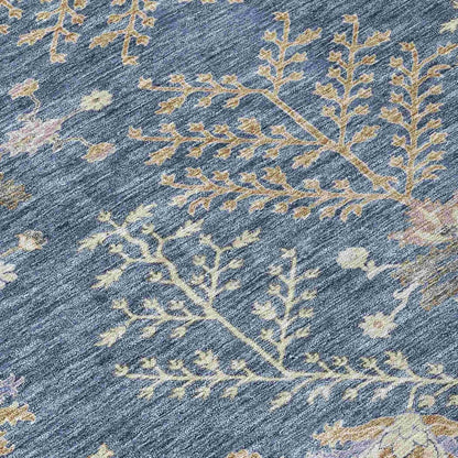 LOOMLAN Rugs Doris Blue Washable Indoor-Outdoor Rug