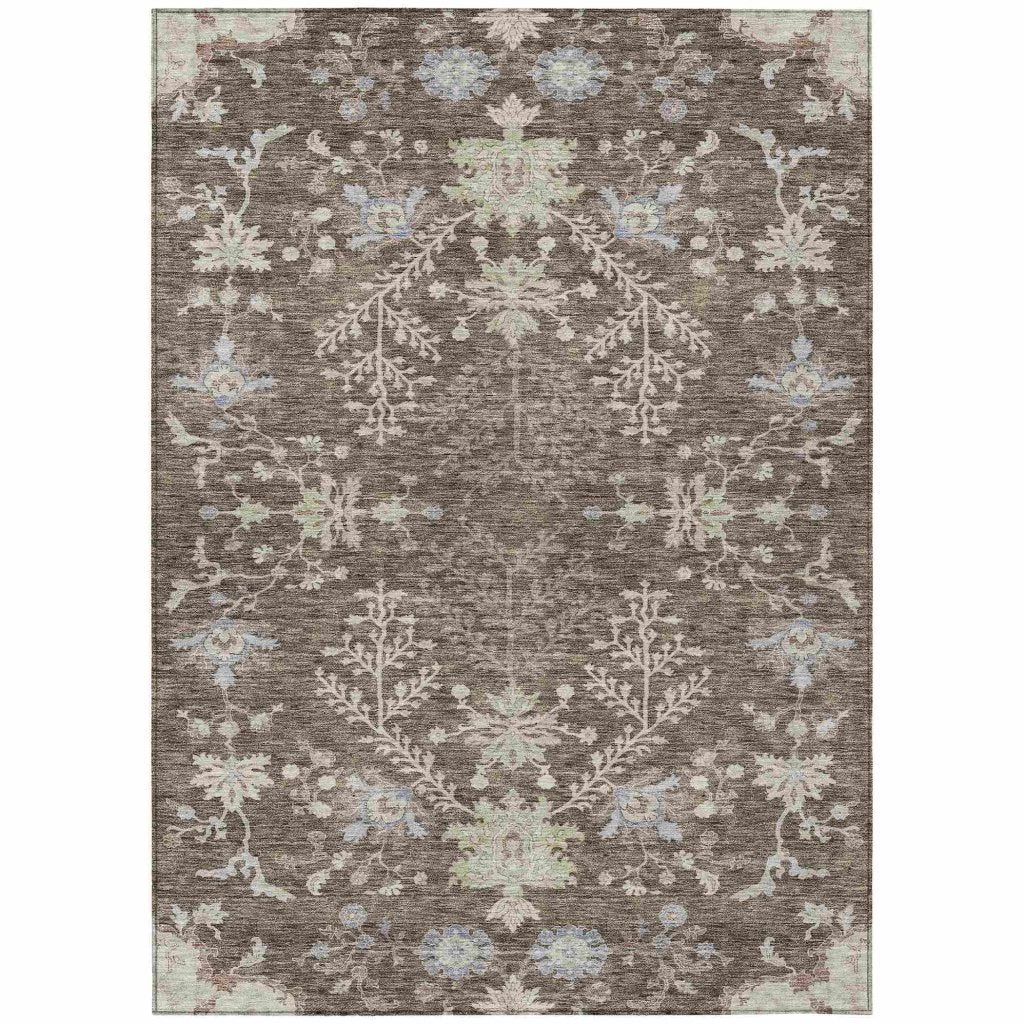 LOOMLAN Rugs Doris Brown Washable Indoor-Outdoor Rug