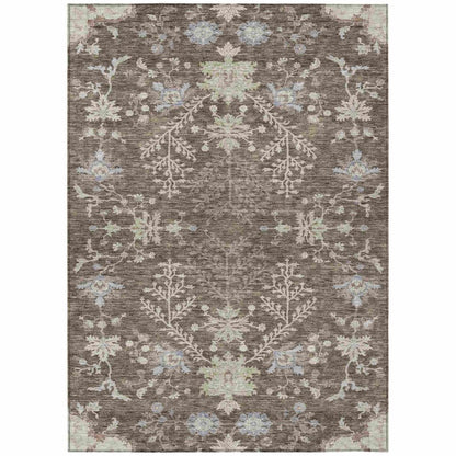 LOOMLAN Rugs Doris Brown Washable Indoor-Outdoor Rug