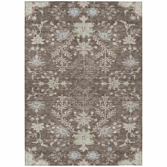 LOOMLAN Rugs Doris Brown Washable Indoor-Outdoor Rug