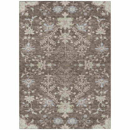 LOOMLAN Rugs Doris Brown Washable Indoor-Outdoor Rug