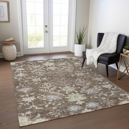 LOOMLAN Rugs Doris Brown Washable Indoor-Outdoor Rug