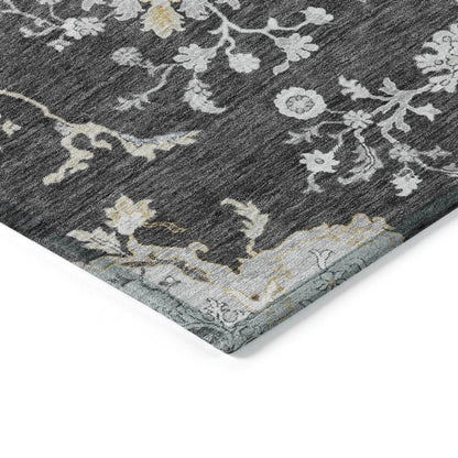 LOOMLAN Rugs Doris Charcoal Washable Indoor-Outdoor Rug