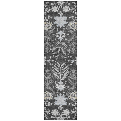 LOOMLAN Rugs Doris Charcoal Washable Indoor-Outdoor Rug