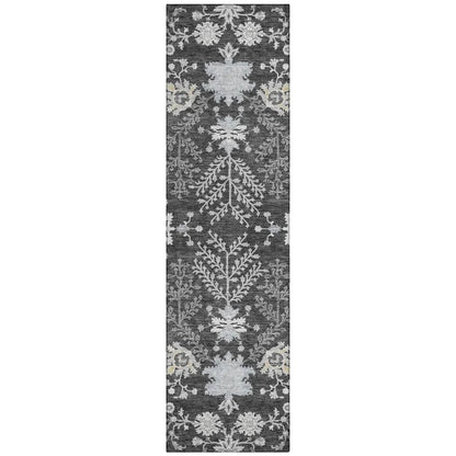 LOOMLAN Rugs Doris Charcoal Washable Indoor-Outdoor Rug