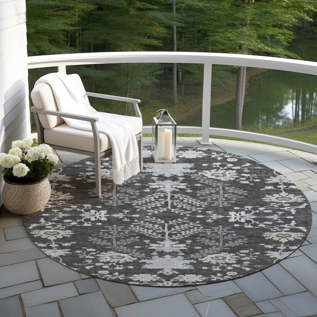 LOOMLAN Rugs Doris Charcoal Washable Indoor-Outdoor Rug