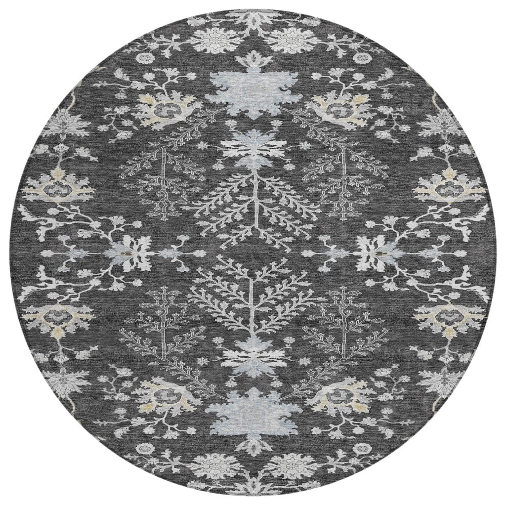 LOOMLAN Rugs Doris Charcoal Washable Indoor-Outdoor Rug