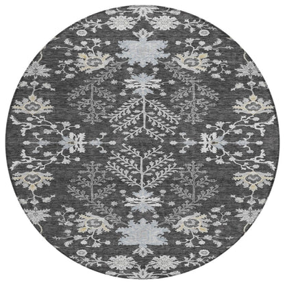 LOOMLAN Rugs Doris Charcoal Washable Indoor-Outdoor Rug