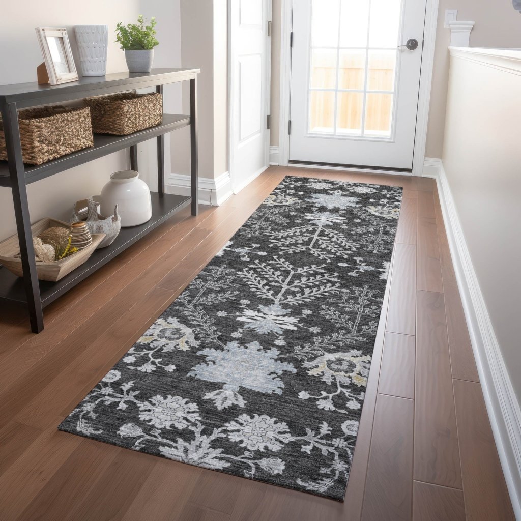 LOOMLAN Rugs Doris Charcoal Washable Indoor-Outdoor Rug