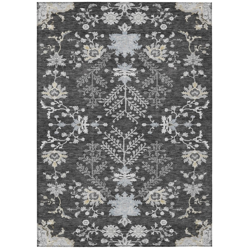 LOOMLAN Rugs Doris Charcoal Washable Indoor-Outdoor Rug