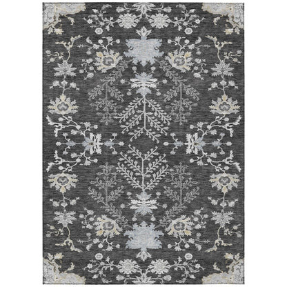 LOOMLAN Rugs Doris Charcoal Washable Indoor-Outdoor Rug