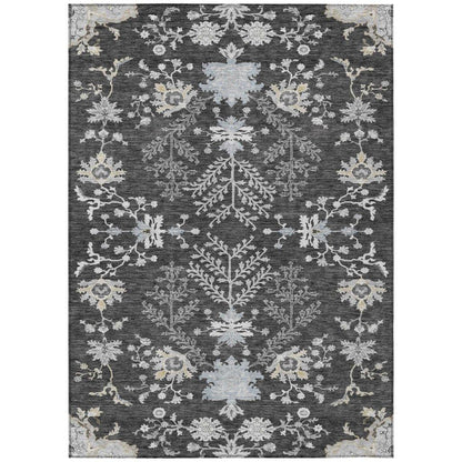 LOOMLAN Rugs Doris Charcoal Washable Indoor-Outdoor Rug