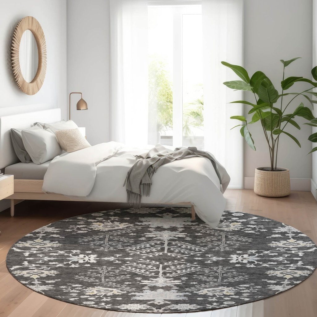 LOOMLAN Rugs Doris Charcoal Washable Indoor-Outdoor Rug