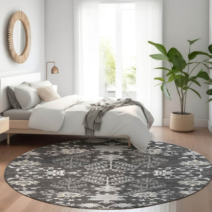 LOOMLAN Rugs Doris Charcoal Washable Indoor-Outdoor Rug