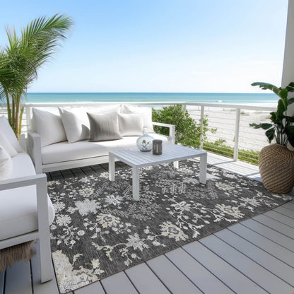 LOOMLAN Rugs Doris Charcoal Washable Indoor-Outdoor Rug