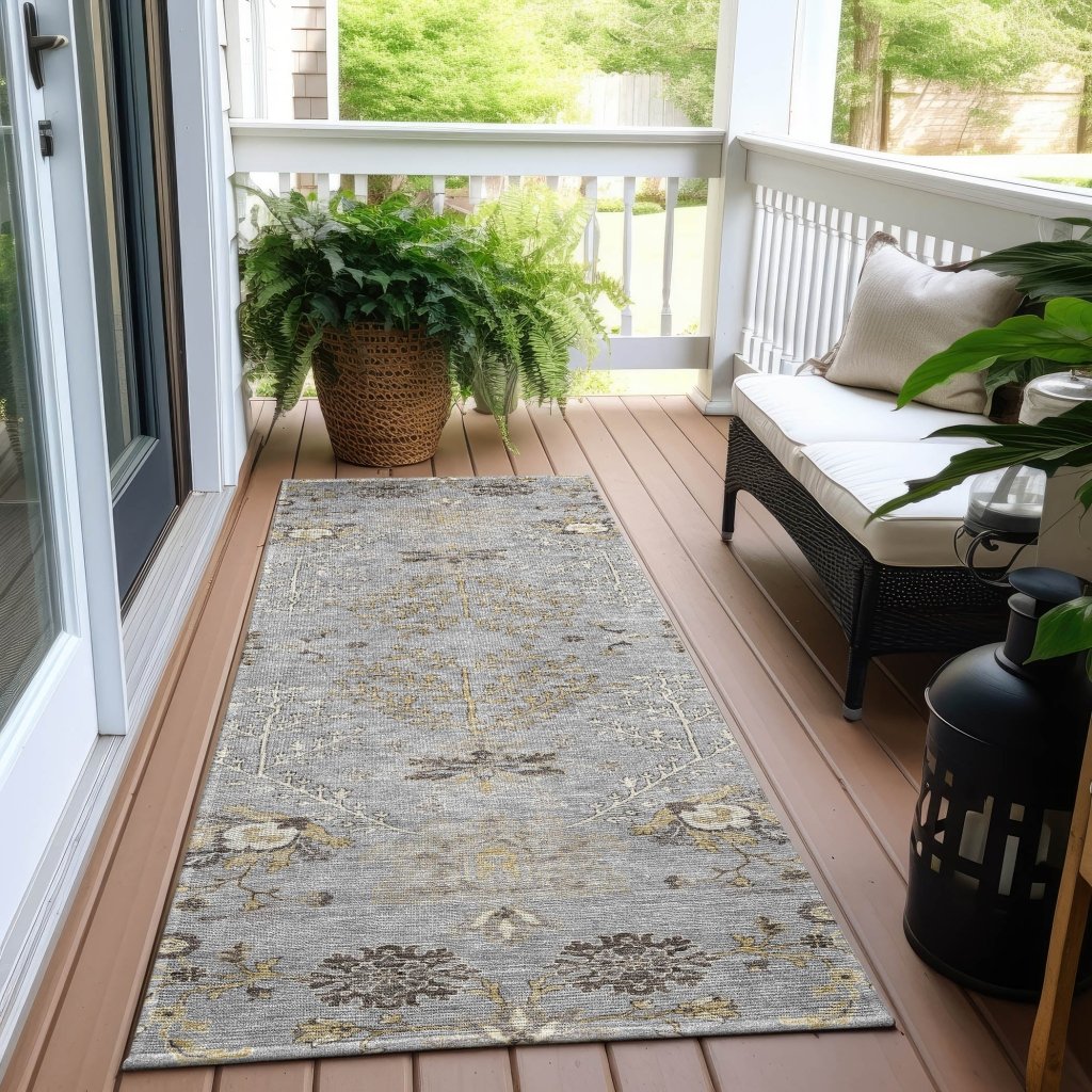 LOOMLAN Rugs Doris Gray Washable Indoor-Outdoor Rug