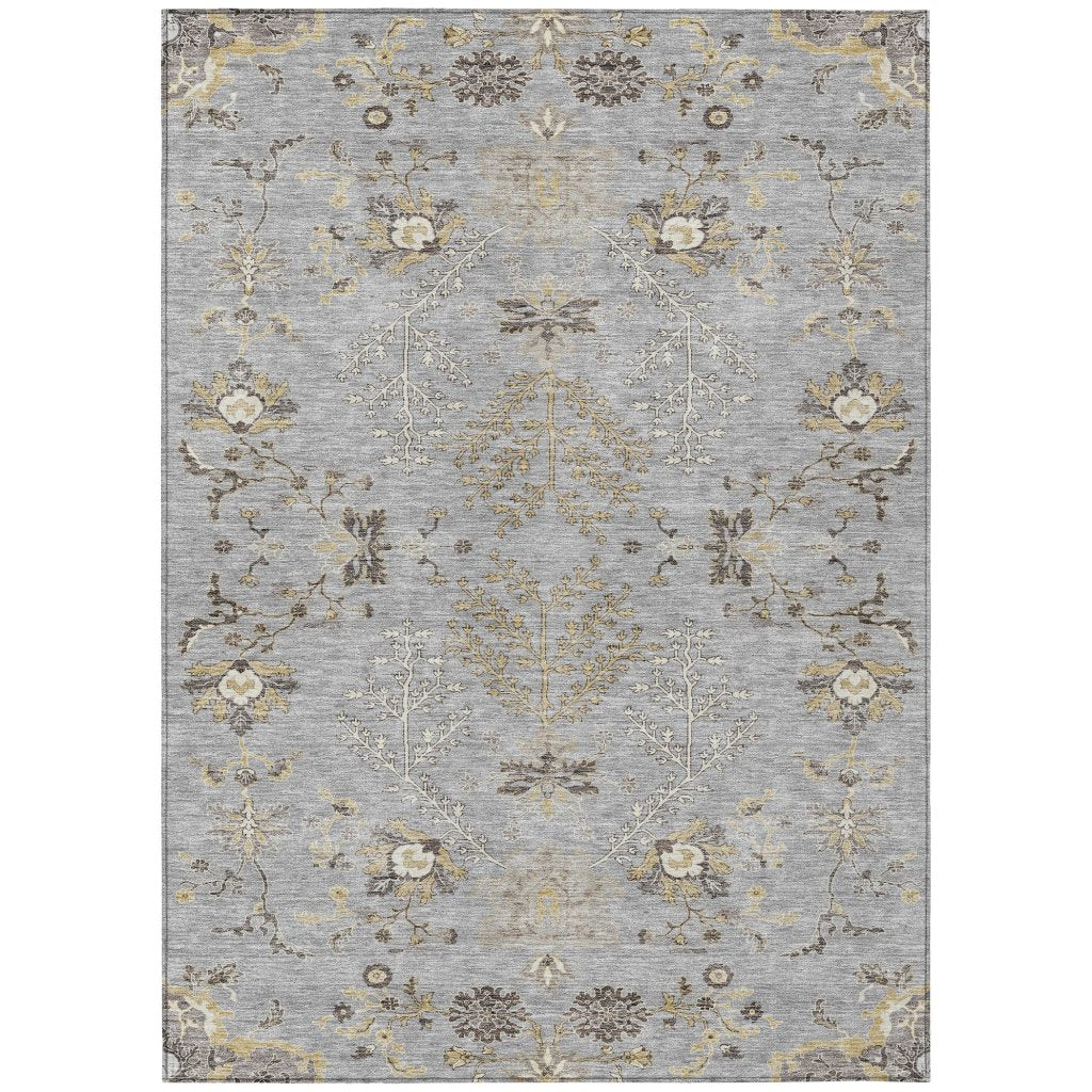LOOMLAN Rugs Doris Gray Washable Indoor-Outdoor Rug