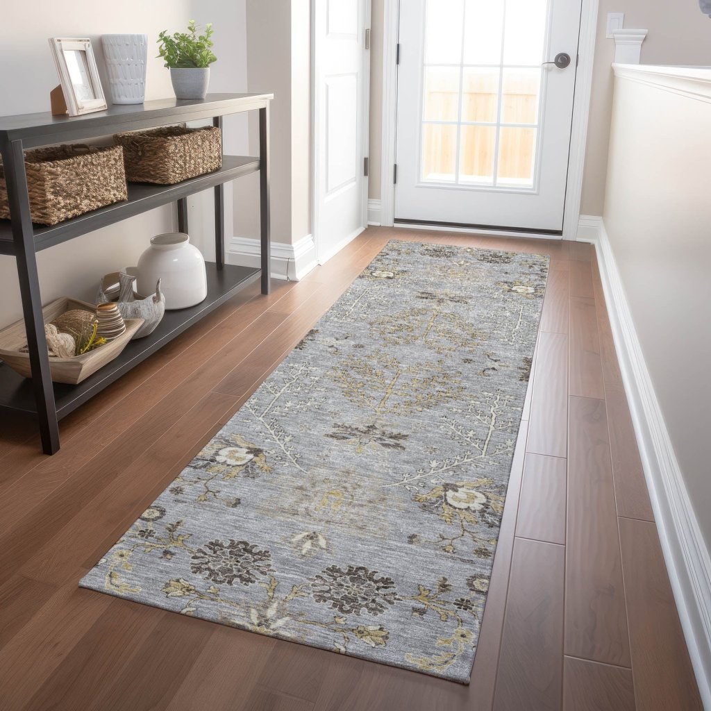 LOOMLAN Rugs Doris Gray Washable Indoor-Outdoor Rug