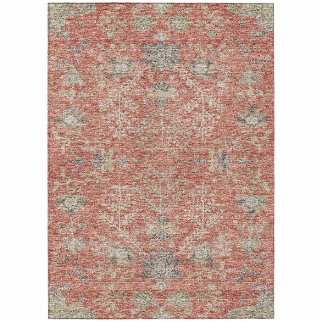LOOMLAN Rugs Doris Orange Washable Indoor-Outdoor Rug