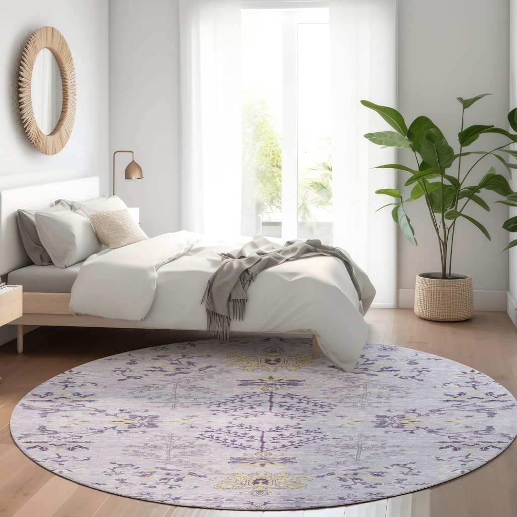 LOOMLAN Rugs Doris Purple Washable Indoor-Outdoor Rug
