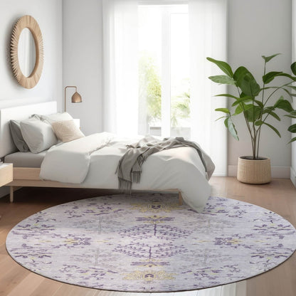 LOOMLAN Rugs Doris Purple Washable Indoor-Outdoor Rug