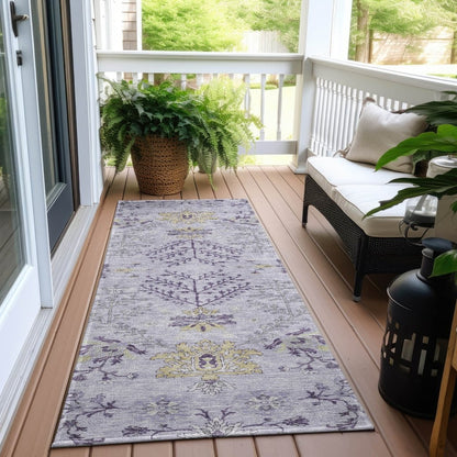 LOOMLAN Rugs Doris Purple Washable Indoor-Outdoor Rug