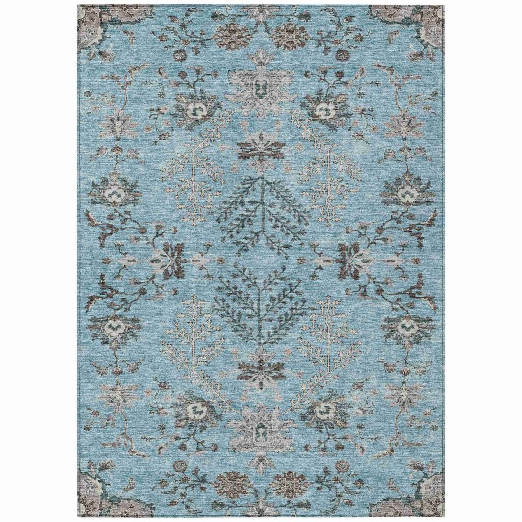 LOOMLAN Rugs Doris Sky Washable Indoor-Outdoor Rug
