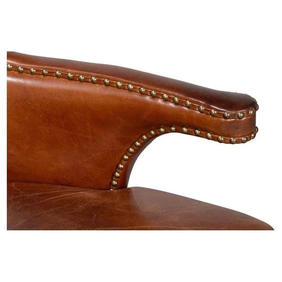 Drake Distilled Leather Accent Chair Tall Back - LOOMLAN - Sarreid - Accent Chairs