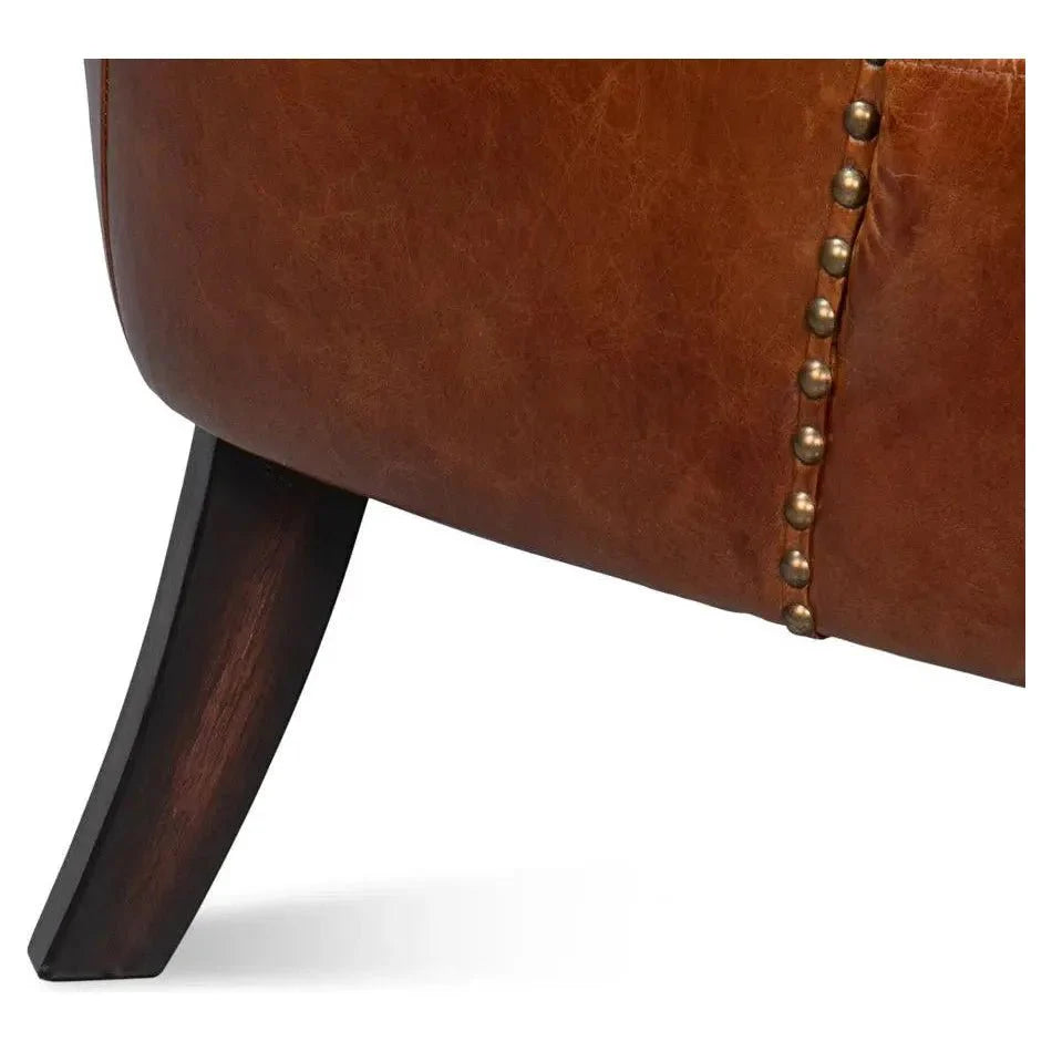 Drake Distilled Leather Accent Chair Tall Back - LOOMLAN - Sarreid - Accent Chairs