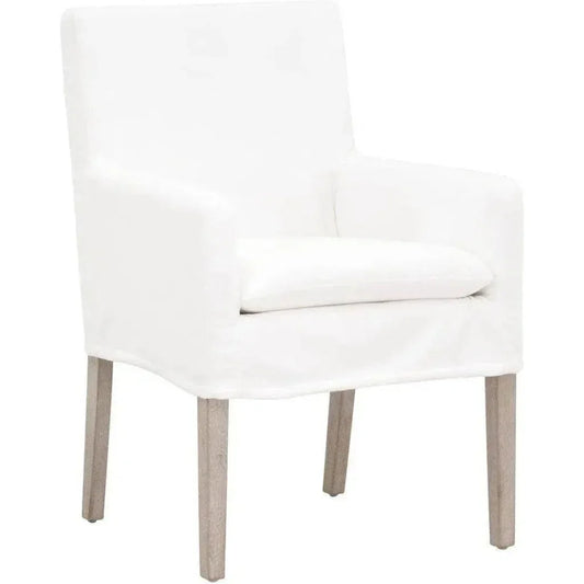 Essentials For Living Drake Slipcover LiveSmart White Performance  Arm Dining Chair