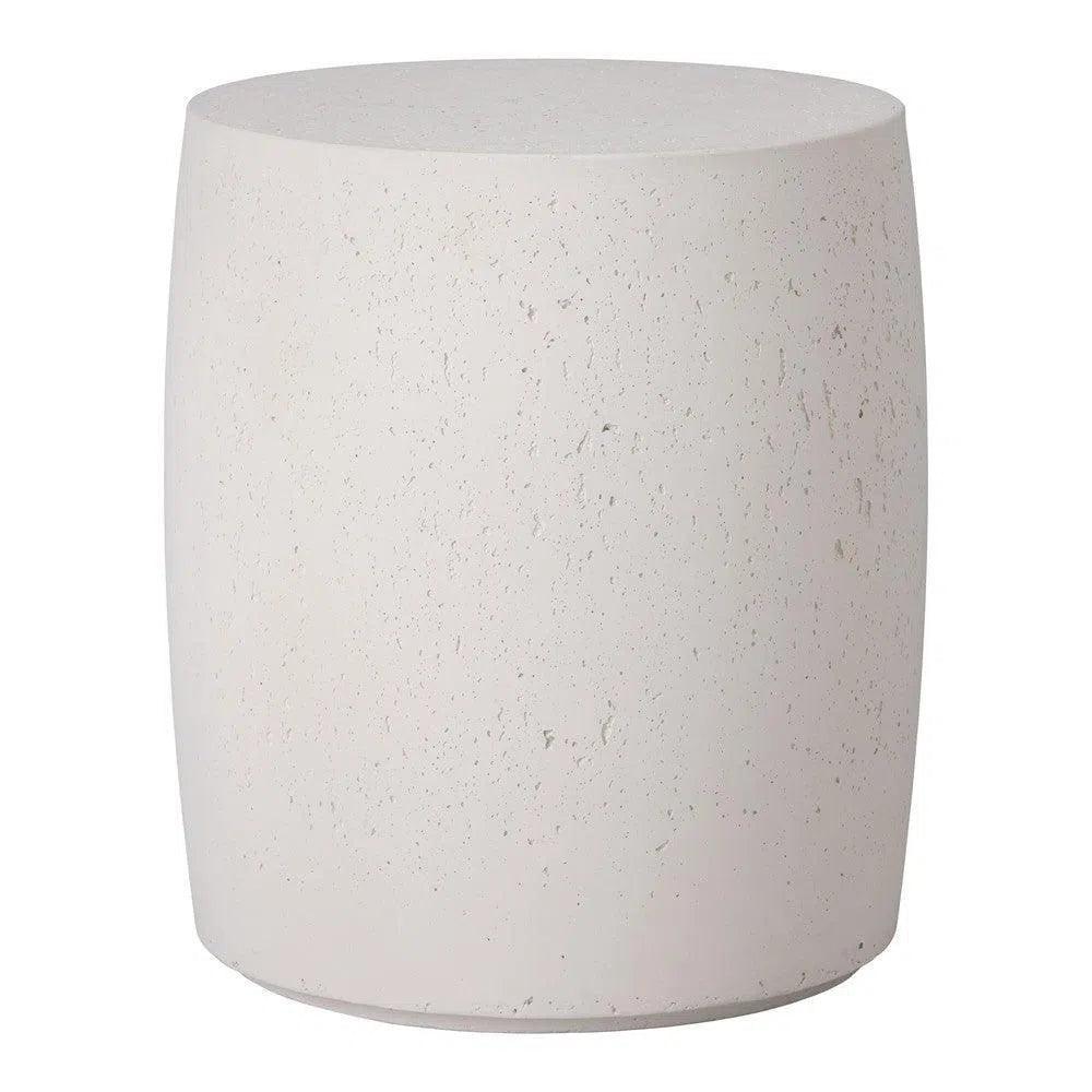 Drum 18 in. Round Chalk White Terrazzo Garden Stool
