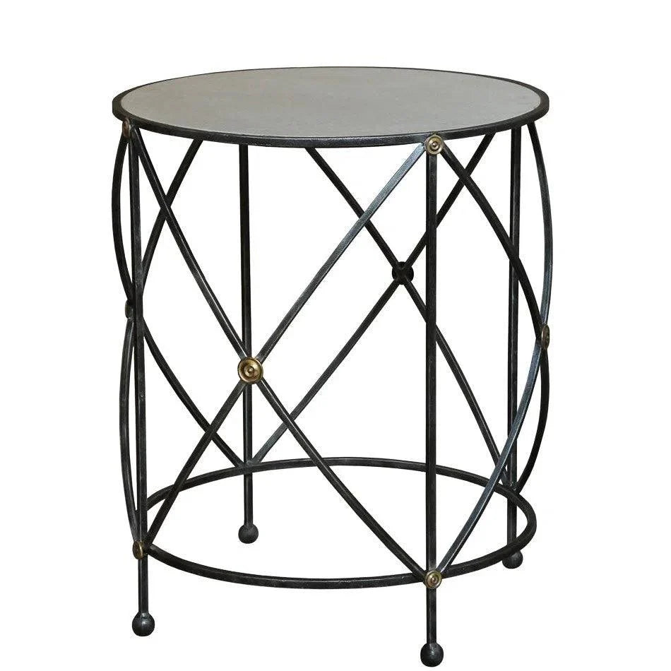 Sarreid Drum & Fife Lamp Table Side Table Marble Top