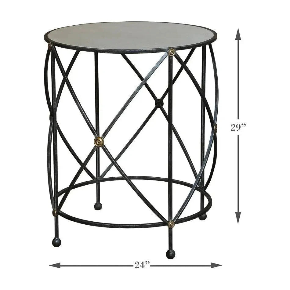 Sarreid Drum & Fife Lamp Table Side Table Marble Top