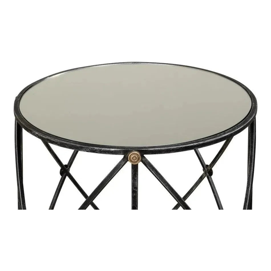 Sarreid Drum & Fife Lamp Table Side Table Marble Top