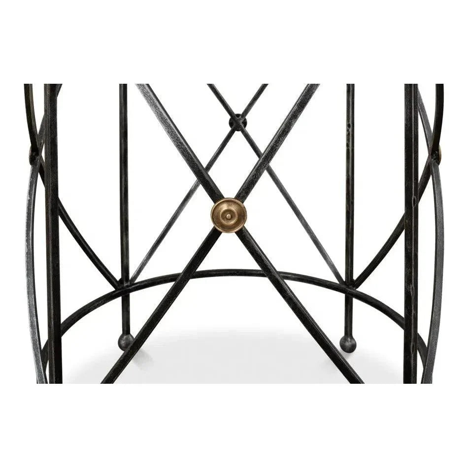 Sarreid Drum & Fife Lamp Table Side Table Marble Top