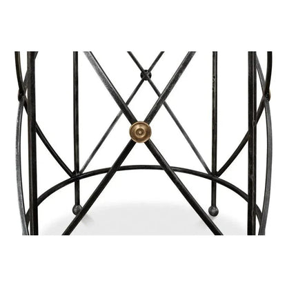 Sarreid Drum & Fife Lamp Table Side Table Marble Top