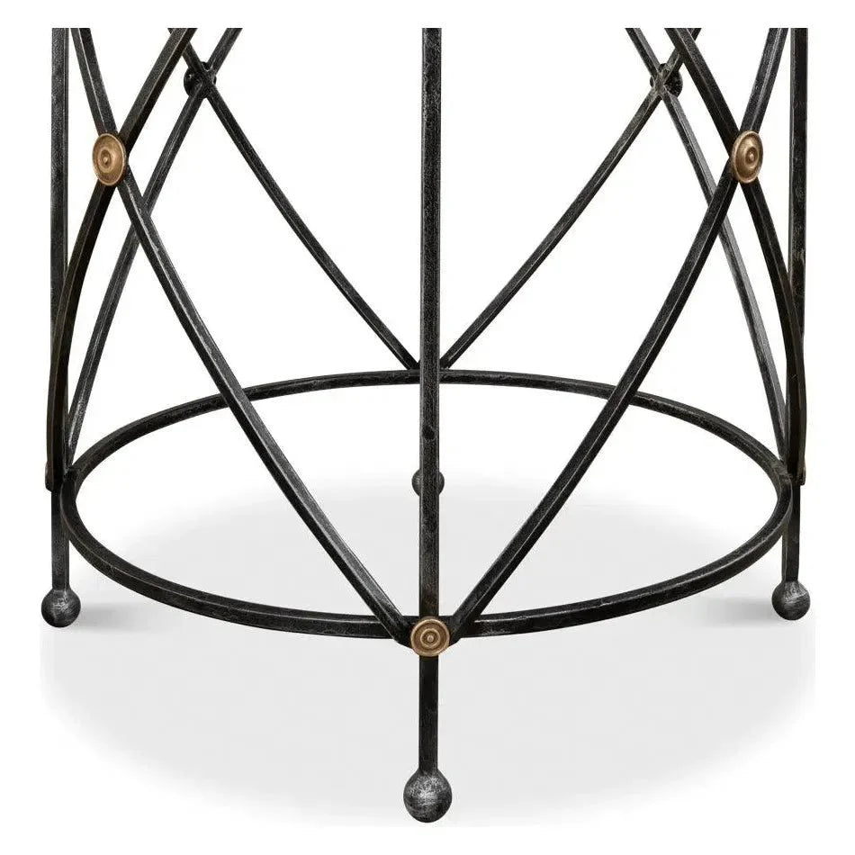 Sarreid Drum & Fife Lamp Table Side Table Marble Top
