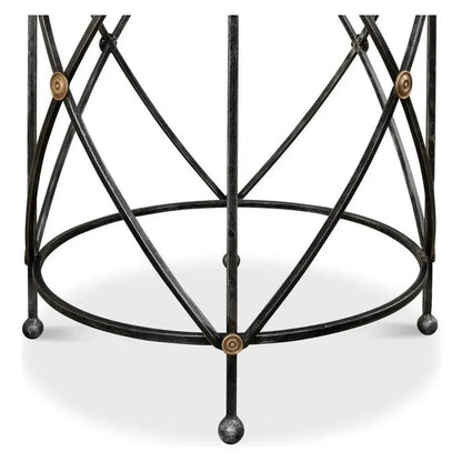 Sarreid Drum & Fife Lamp Table Side Table Marble Top