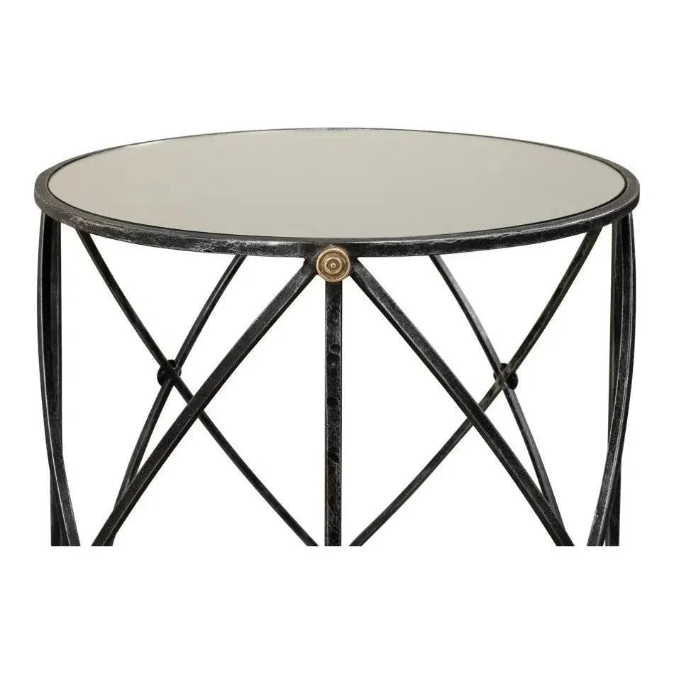 Sarreid Drum & Fife Lamp Table Side Table Marble Top