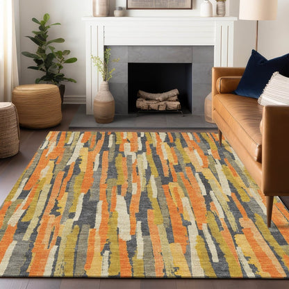 LOOMLAN Rugs Dunae Orange Washable Indoor-Outdoor Rug